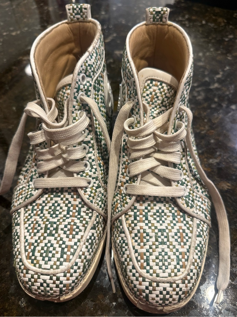 Authentic Christian Louboutin Woven High-Top Sneakers leather (repairs needed!)